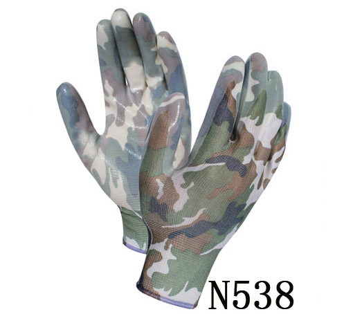 N538 十三针印花尼龙丁腈手套